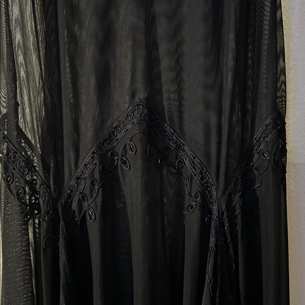 Elegant Black Sheer Dress with Lace Detail - Picture 8 of 16